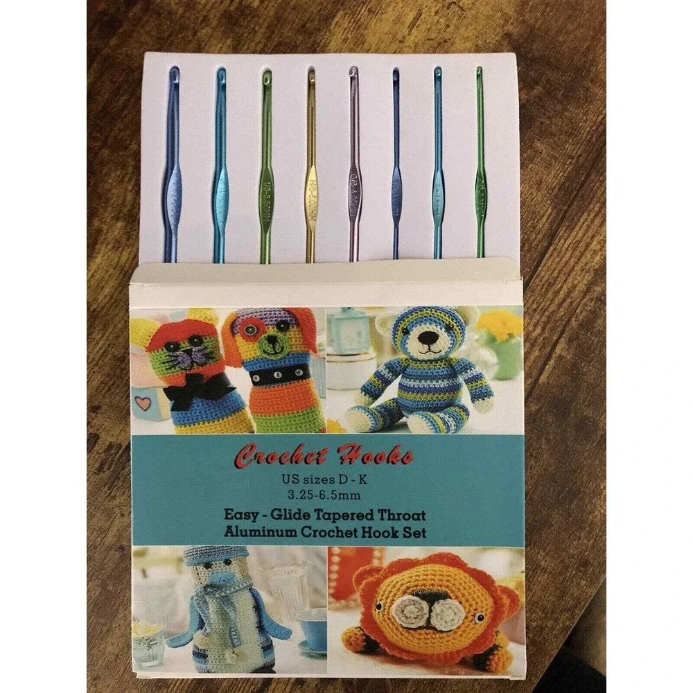 Easy Glide Tapered‎ Throat Aluminum Crochet Hook Set 8 pc US Sizes D-K New